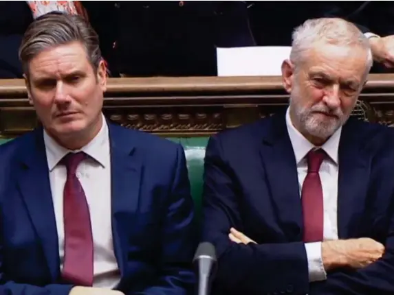  ?? (PA) ?? Labour leader Keir Starmer alongside his predecesso­r Jeremy Corbyn