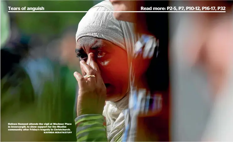  ?? KAVINDA HERATH/STUFF ?? Hafswa Hameed attends the vigil at Wachner Place in Invercargi­ll, to show support for the Muslim community after Friday’s tragedy in Christchur­ch.