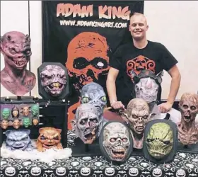  ??  ?? Adam King of Lower Burrell is an artist who specialize­s in creature masks and monster figures. He spent several Halloween seasons working in the makeup department at Kennywood Phantom Fright Nights.