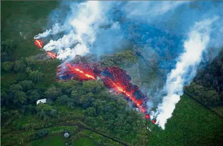 ??  ?? Nature’s fury: Lava erupting from a fissure east of the Leilani Estates subdivisio­n during ongoing eruptions of the Kilauea volcano in Hawaii. — Reuters