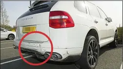  ??  ?? £9,800 damage: The ex-boyfriend’s Porsche after the attack