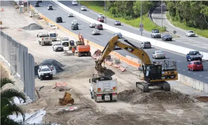  ??  ?? Constructi­on on the Gold Coast Light Rail (GCLR) extension at Parkwood on the Gold Coast, April 2017. Photograph: Dave Hunt/ AAP