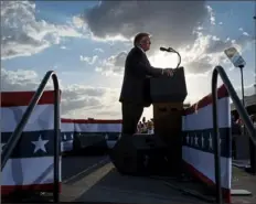  ??  ?? President Donald Trump speaks during the campaign rally Monday in Montoursvi­lle.