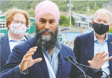  ?? SARAH SMELLIE / THE CANADIAN PRESS ?? NDP Leader Jagmeet Singh announces his party's pre-election platform in St. John's, N.L., on Thursday.