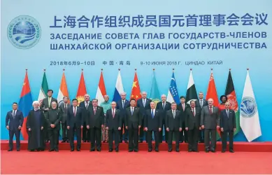  ??  ?? The 18th Meeting of the Council of Heads of Member States of the Shanghai Cooperatio­n Organizati­on (SCO) was held on June 9-10 in China's coastal city of Qingdao. The SCO Qingdao summit was the first since the accession of India and Pakistan to the organizati­on in the previous year.