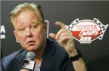  ?? STEVE HELBER — THE ASSOCIATED PRESS ?? CEO and Chairman of NASCAR, Brian France, speaks to the media during a news conference prior to the NASCAR Cup Series auto race at Richmond Internatio­nal Raceway in Richmond, Va., Sunday.