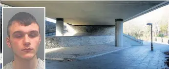  ??  ?? ●● Waters Green underpass where the pair were spotted dealing drugs, inset John Spencer