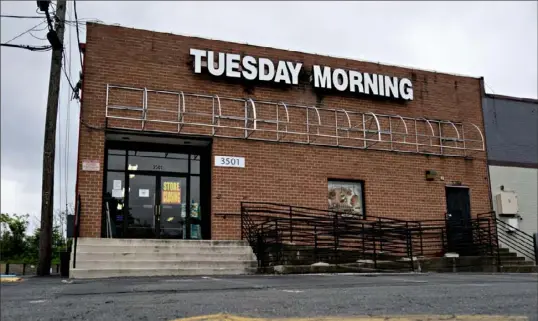  ?? Andrew Harrer/Bloomberg ?? A Tuesday Morning retail store stands in Bailey’s Crossroads, Va., in June 2020. The Dallas-based home goods retailer is closing half of its stores, including locations in McMurray and on Penn Avenue in East Liberty.