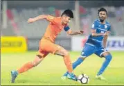  ?? AIFF ?? Anirudh Thapa (left) setup India’s second goal.