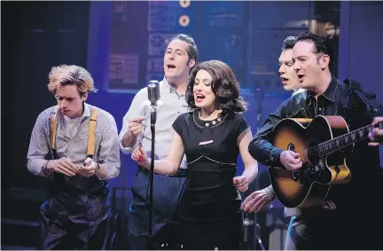  ?? ALLEN MCINNIS ?? Million Dollar Quartet depicts the historic meeting of Jerry Lee Lewis, Carl Perkins, Elvis Presley and Johnny Cash, and gives Presley’s girlfriend, Marilyn Evans, her due. The musical opens at the Segal Centre on Sunday.