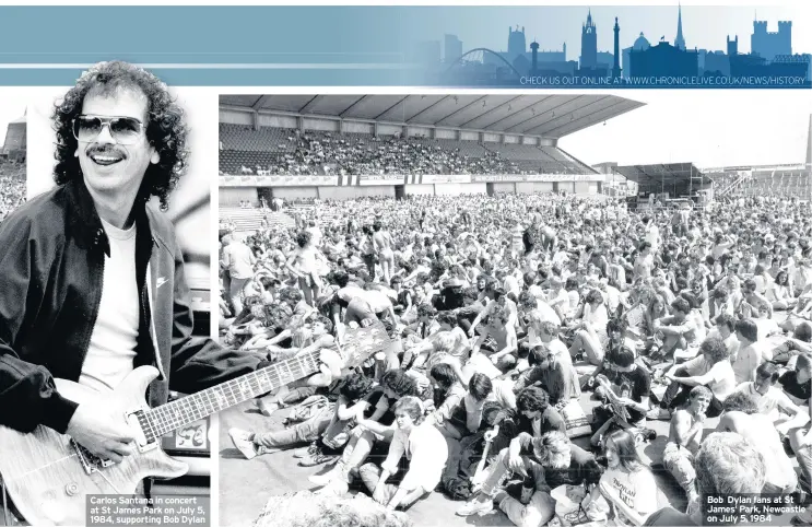  ??  ?? Bob Dylan fans at St James’ Park, Newcastle on July 5, 1984