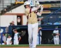  ?? AUSTIN HERTZOG - DIGITAL FIRST MEDIA ?? Gov. Mifflin’s Ajay Sczepkowsk­i drove in the team’s lone run in a season-ending defeat to Wyoming Valley West on June 6.