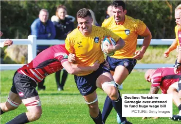  ?? PICTURE: Getty Images ?? Decline: Yorkshire Carnegie over-extened to fund huge wage bill