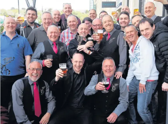  ??  ?? South Wales Gay Men’s Chorus celebrate sweeping the board at the Cornwall Internatio­nal Male Choral Festival