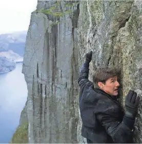  ?? PARAMOUNT ?? There’s no more appropriat­e word than “cliffhange­r” for Tom Cruise’s one-on-one with Norway’s razor-sharp Preikestol­en.