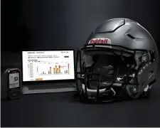  ?? AP ?? EXPERIMENT­ING: A Riddell SpeedFlex helmet sits next to a computer screen displaying informatio­n from the InSite tool. NFL league engineers and sports equipment company Oakley are testing prototypes of a modified face mask that might contain surgical or N95 material to help protect players during the coronaviru­s pandemic.