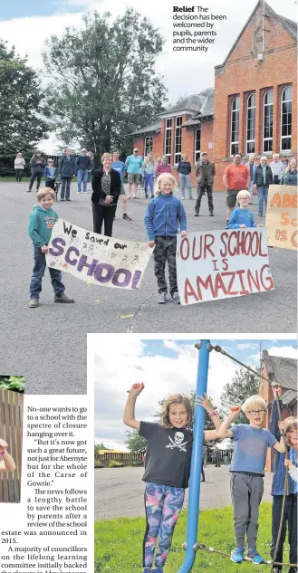  ??  ?? Relief The decision has been welcomed by pupils, parents and the wider community
Celebratio­ns Abernyte pupils are delighted at the news their school can stay open