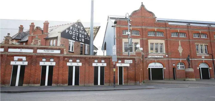  ?? — Reuters ?? General view of Craven Cottage as the EFL Championsh­ip is suspended due to the number of coronaviru­s cases growing around the world.