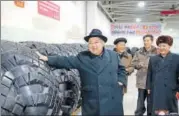  ?? AP ?? ▪ North Korean leader Kim Jong Un inspects a local tire factory.