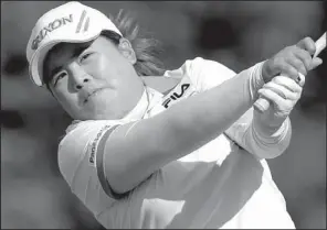  ?? AP/CHRIS CARLSON ?? Inbee Park shot a 5-under-par 67 Saturday and leads by three strokes in the LPGA Kraft Nabisco Championsh­ip in Rancho Mirage, Calif.