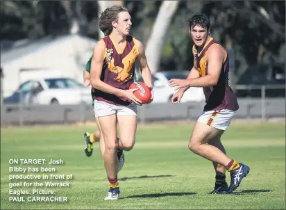  ??  ?? ON TARGET: Josh Bibby has been productive in front of goal for the Warrack Eagles. Picture: PAUL CARRACHER