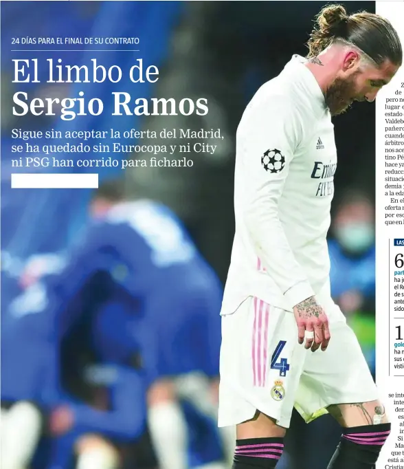  ?? REUTERS ?? Sergio Ramos, cabizbajo el día de la derrota ante el Chelsea en las semifinale­s de la Champions