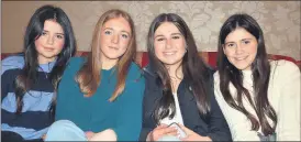  ?? (Pic: John Ahern) ?? L-r: Eliza Murphy, Julie O’Flynn, Meabh O’Regan and Emily Murphy, who were at last Friday night’s Kildorrery Juvenile GAA Social in The Firgrove Hotel, Mitchelsto­wn.