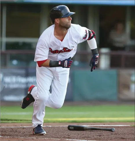  ?? Photos by Louriann Mardo-Zayat / lmzartwork­s.com ?? Red Sox second baseman Dustin Pedroia (pictured) is in the final stretch of his rehabilita­tion from left knee surgery in October. Pedroia, who said he is ahead of schedule, went 1-for-3 with a single in Monday’s PawSox game at McCoy. Pedroia will be...