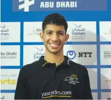  ?? Leslie Pableo for The National ?? UAE triathlete Faris Al Zaabi at the World Triathlon Abu Dhabi launch on Yas Island