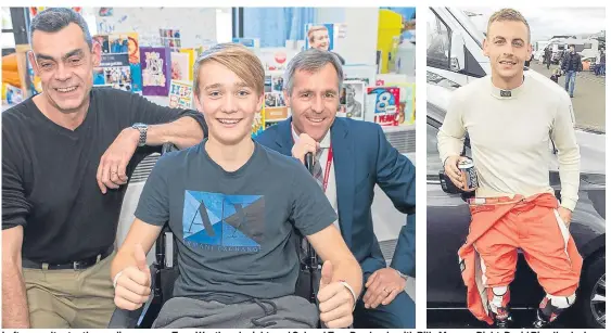  ?? Pictures: PA. ?? Left: consultant orthopaedi­c surgeons Tony Westbrook, right, and Colonel Tom Rowlands with Billy Monger. Right: David Birrell, who has visited the 18-year-old and delivered a positive message.