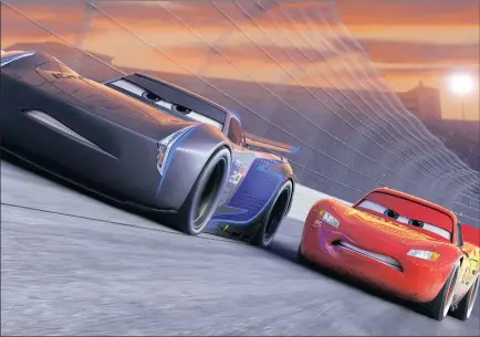  ?? PICTURE: DISNEY-PIXAR ?? Jackson Storm (voice of Armie Hammer), a frontrunne­r in the next generation of racers, posts speeds that even Lightning McQueen (voice of Owen Wilson) hasn’t seen, in Cars 3.