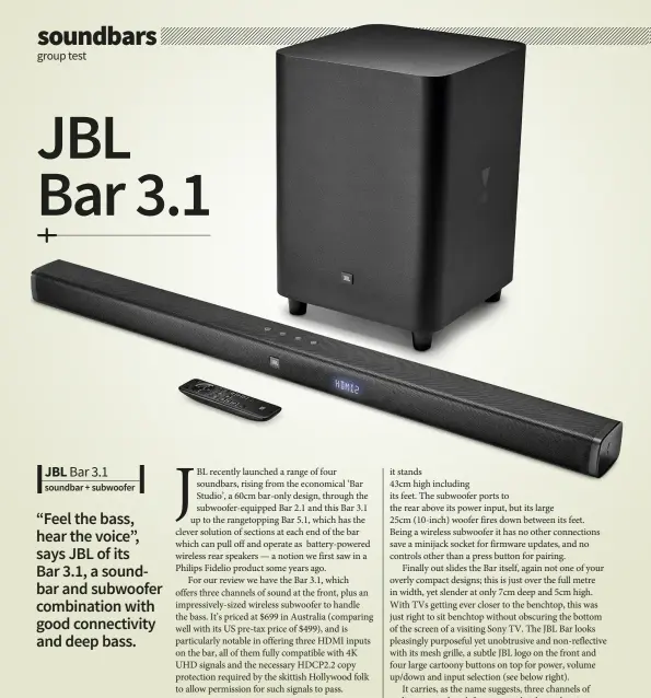 JBL BAR 3.1 soundbar+subwoofer - PressReader