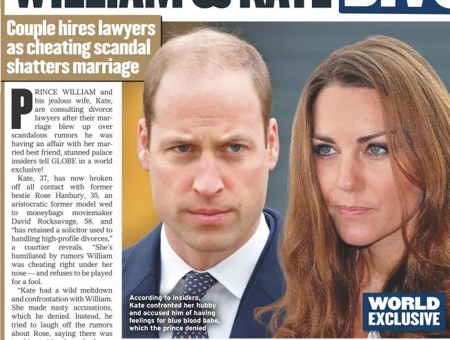  ??  ?? According to insiders,
Kate confronted her hubby and accused him of having feelings for blue blood babe, which the prince denied