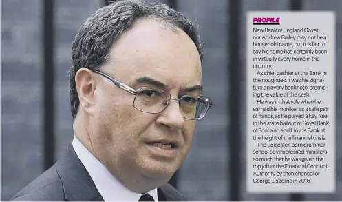  ?? PICTURE: AFP ?? 0 Andrew Bailey - who was one of the long-term favourites - will start on 16 March