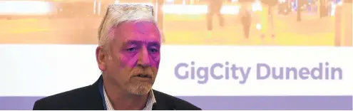  ?? PHOTO: GREGOR RICHARDSON ?? Next steps vital . . . Digital Community Trust chairman John Gallaher outlines the past, present and future of GigCity.