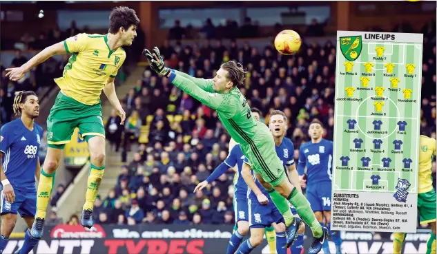  ?? PICTURES: Action Images ?? KLOSE RUN THING: Norwich defender Timm Klose makes his mark at the other end with the Canaries’ second goal
