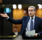  ?? The Canadian Press ?? Minister of Innovation, Science and Industry Francois-Philippe Champagne rises during Question Period.