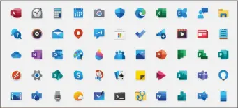  ??  ?? A Microsoft-authored collection of the new Windows 10 icons in the 20H1 feature update