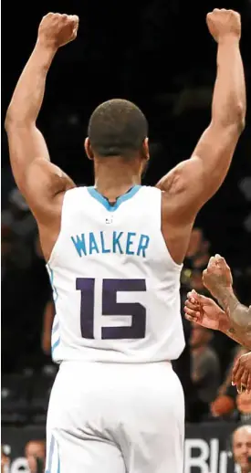  ?? —AP ?? Memphis defenders had a constant view of Kemba Walker’s back Wednesday after the Charlotte guard torched the Grizzlies with 10 triples.