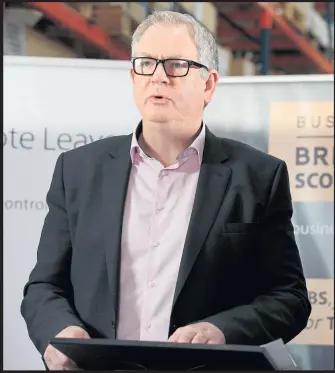  ??  ?? Former Labour MP Tom Harris, who headed this year’s pro-Brexit campaign north of the Border, speaks at the launch of the Scottish Vote Leave campaign