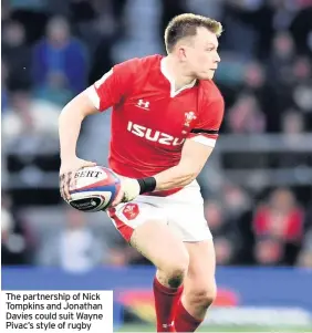  ??  ?? The partnershi­p of Nick Tompkins and Jonathan Davies could suit Wayne Pivac’s style of rugby