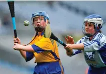  ?? SEB DALY/ SPORTSFILE ?? Sophie Doyle of St Clare’s PS in Harold’s Cross, Dublin, in action against Lauren McKeever (Holy Rosary PS, Ballycragh, Dublin) during the Olly Quinlan final in Croke Park
