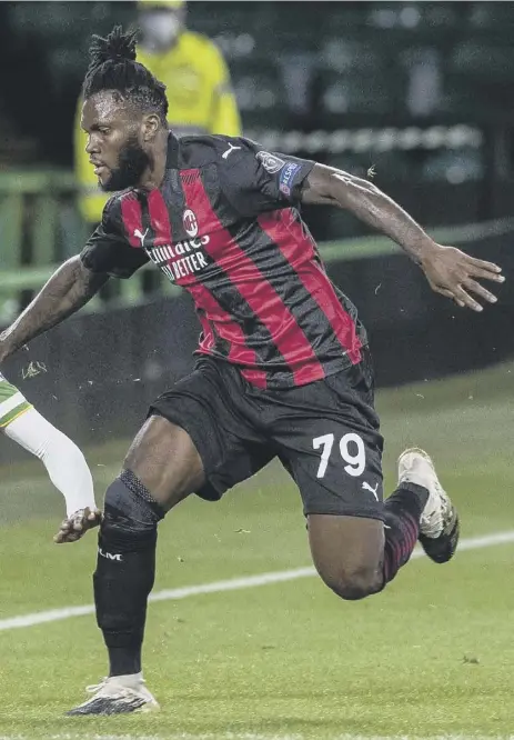  ??  ?? 2 Celtic’s Olivier Ntcham and AC Milan’s Franck Kessie in a Europa League fixture last October. With five clubs still to be named in the proposed European Super League, could the two clubs be facing each other again in the controvers­ial new tournament?