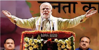  ??  ?? Prime Minister Narendra Modi addresses BJP supporters on Sunday