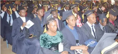  ?? PHOTO: NAN ?? Cross-sections matriculat­ing students during the 18th Matriculat­ion Ceremony of Crawford University, lgbesa in Ogun State on Friday