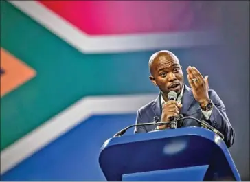  ?? AFP ?? South African Democratic Alliance party leader Mmusi Maimane has resigned as opposition leader.