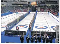  ?? DESIREE ANSTEY/ JOURNAL PIONEER ?? All under one roof: the marching feet of the Military line the arena at the Credit Union Place for the Remembranc­e Day service, Saturday morning.