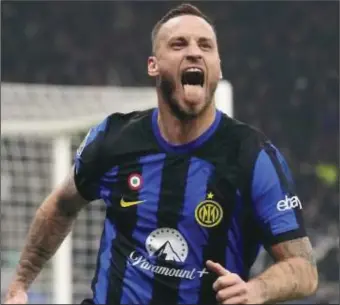  ?? ?? Marko Arnautovic snatched victory for Inter Milan yesterday with his 1-0 defeat of Atletico Madrid in San Siro