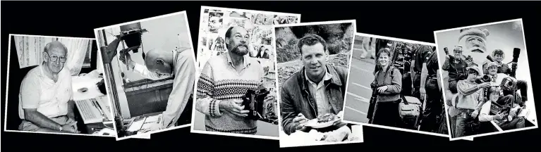  ??  ?? Manawatu Standard photograph­ers 1955 - 1999. From left; Wiff Turney, chief photograph­er 1955, Howard Kidd, chief photograph­er 1957-1959, Richard Poole, chief photograph­er 1961-1962, Frank Stephens, chief photograph­er 1962-1963, Susan Clark, first...