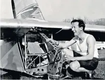  ??  ?? Derek Piggott in 1961 with the Southampto­n University Man Powered Aircraft